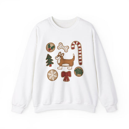 Red And White Corgi Full Tail - Christmas Cookie Crewneck Sweatshirt - The Jolly Corgi