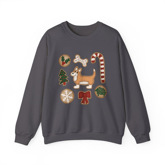 Fawn Corgi Full Tail - Christmas Cookie Crewneck Sweatshirt - The Jolly Corgi