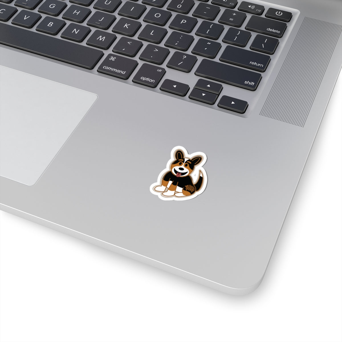 Black Headed Tri Corgi Full Tail - Vinyl Sticker - The Jolly Corgi