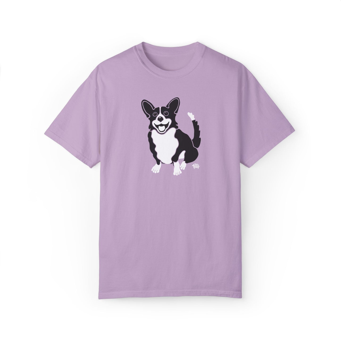 Black Corgi With Tail - Comfort Colors Shirt - The Jolly Corgi