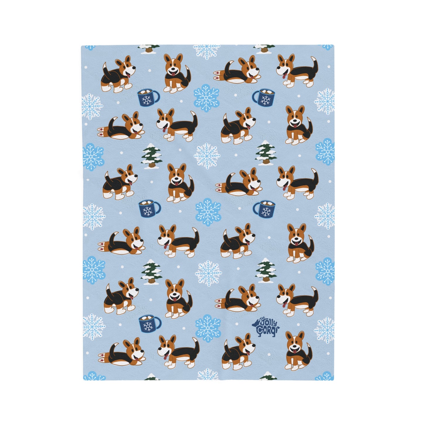 Red Headed Tri Corgi Full Tail - Winter Velveteen Blanket - The Jolly Corgi