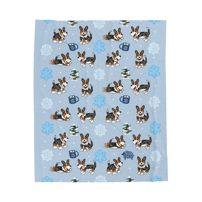 Merle Corgi Full Tail - Winter Velveteen Blanket - The Jolly Corgi