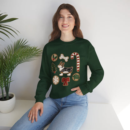 Merle Corgi Docked - Christmas Cookie Crewneck Sweatshirt - The Jolly Corgi