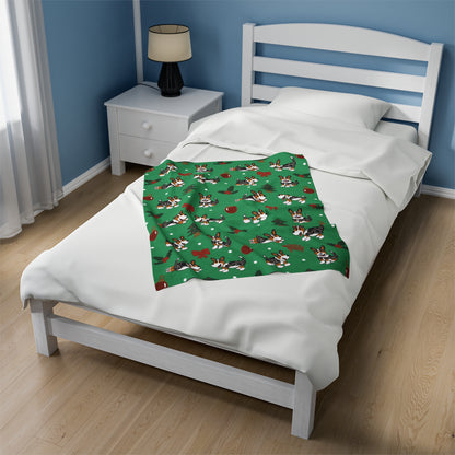 Merle Corgi Full Tail - Christmas Velveteen Blanket - The Jolly Corgi