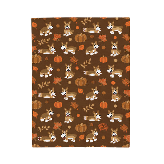 Sable Corgi Docked Tail - Brown Autumn Velveteen Blanket - The Jolly Corgi