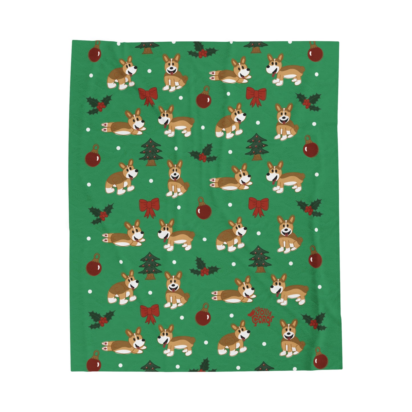 Sable Corgi Docked - Christmas Velveteen Blanket - The Jolly Corgi