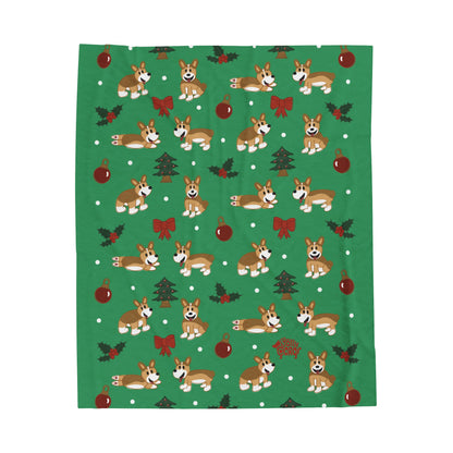 Sable Corgi Docked - Christmas Velveteen Blanket - The Jolly Corgi