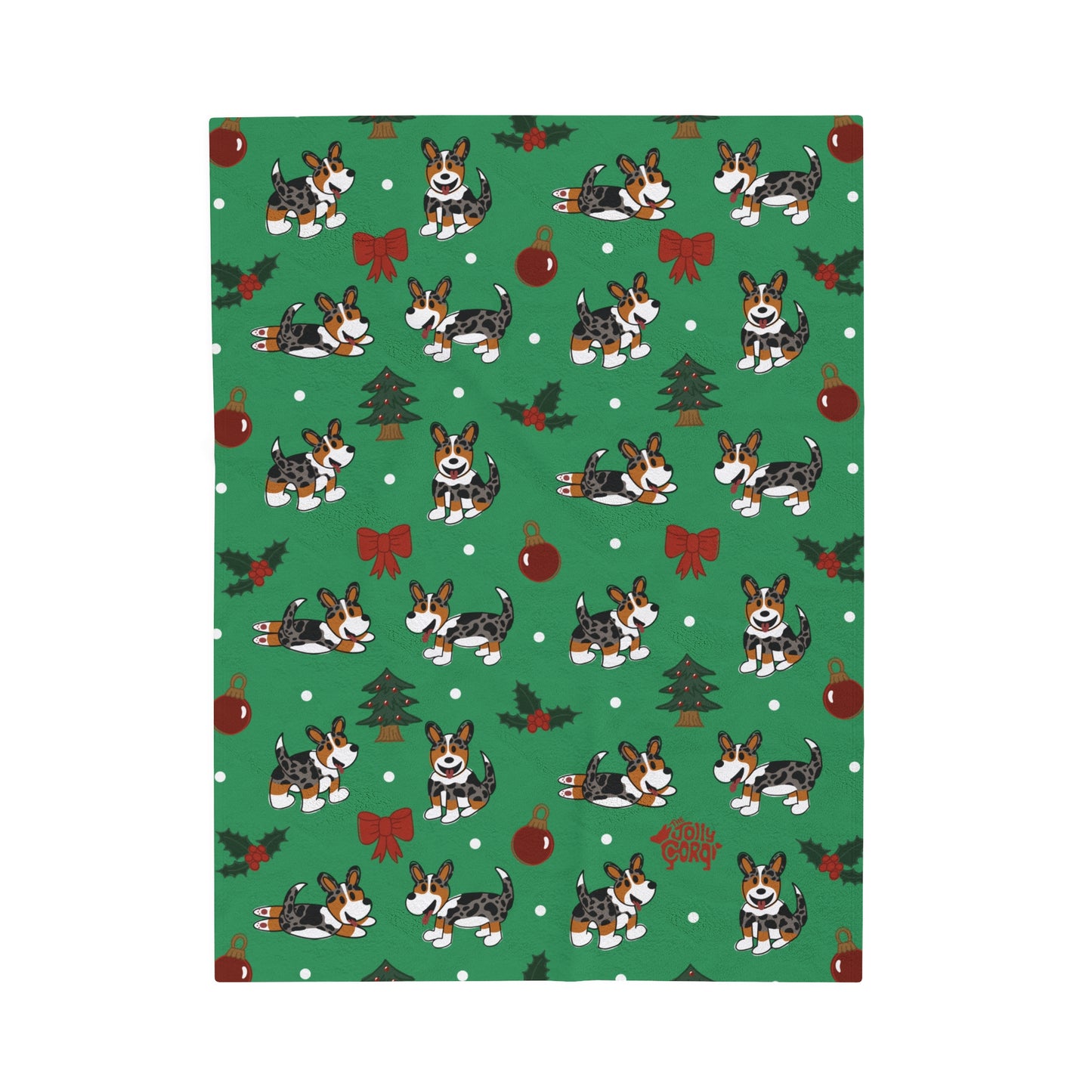 Merle Corgi Full Tail - Christmas Velveteen Blanket - The Jolly Corgi