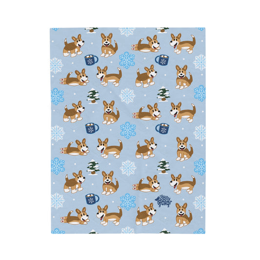 Sable Corgi Full Tail - Winter Velveteen Blanket - The Jolly Corgi