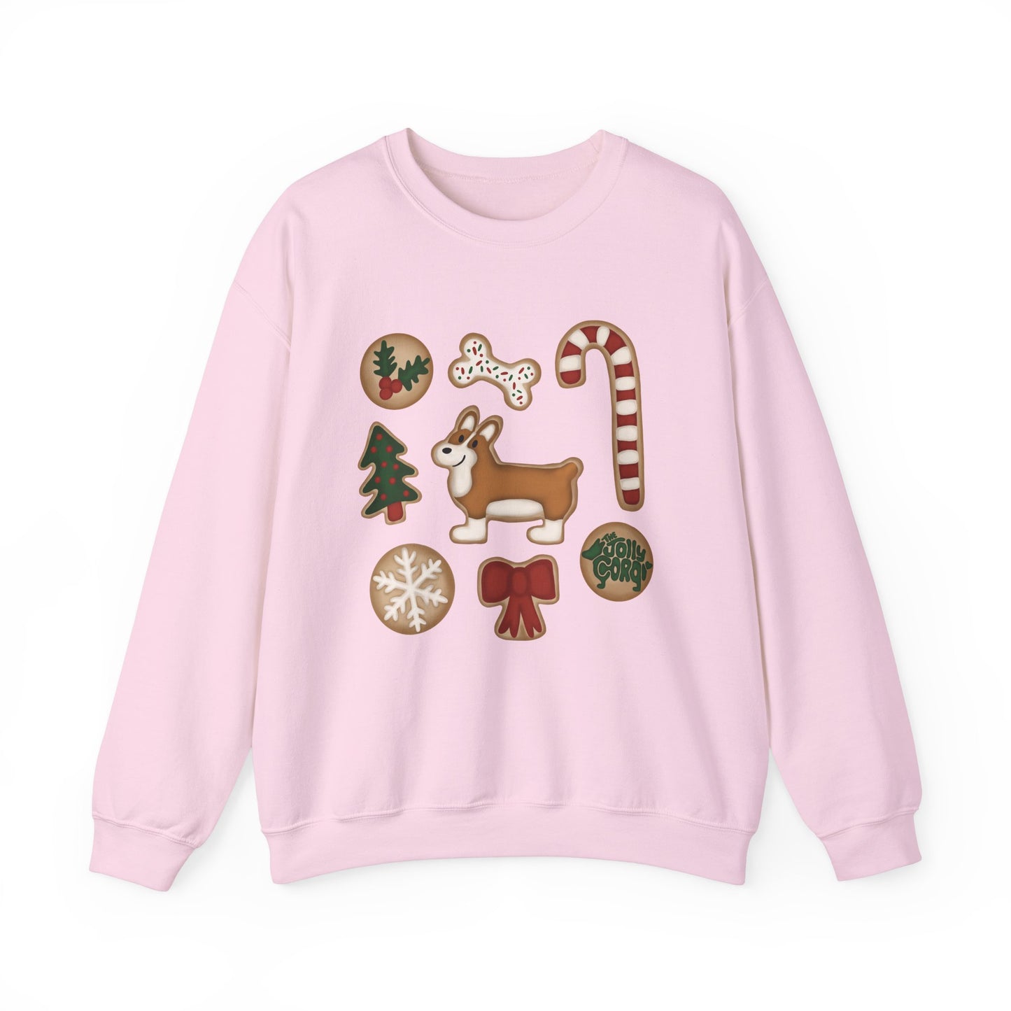 Red And White Corgi Docked - Christmas Cookie Crewneck Sweatshirt - The Jolly Corgi