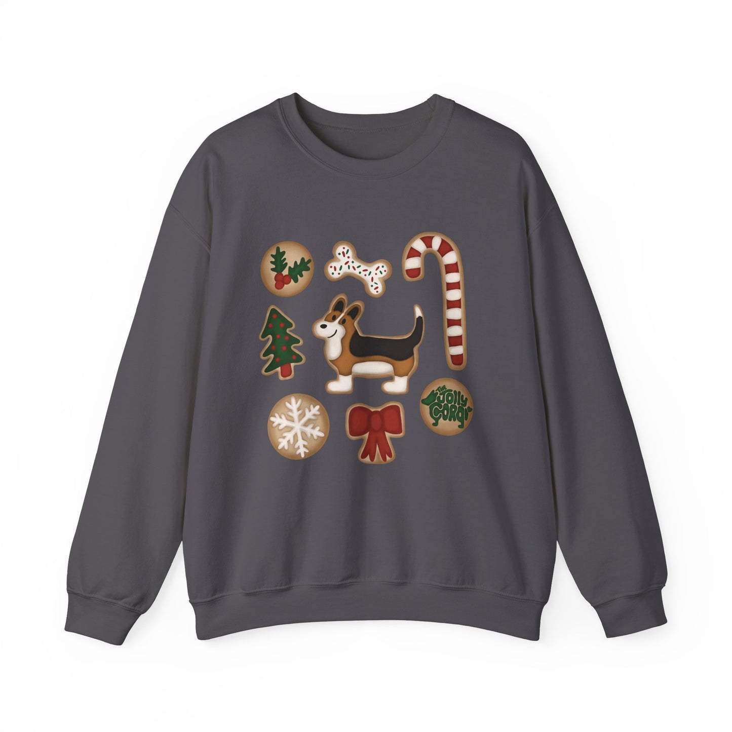 Red Headed Tri Corgi Full Tail - Christmas Cookie Crewneck Sweatshirt - The Jolly Corgi