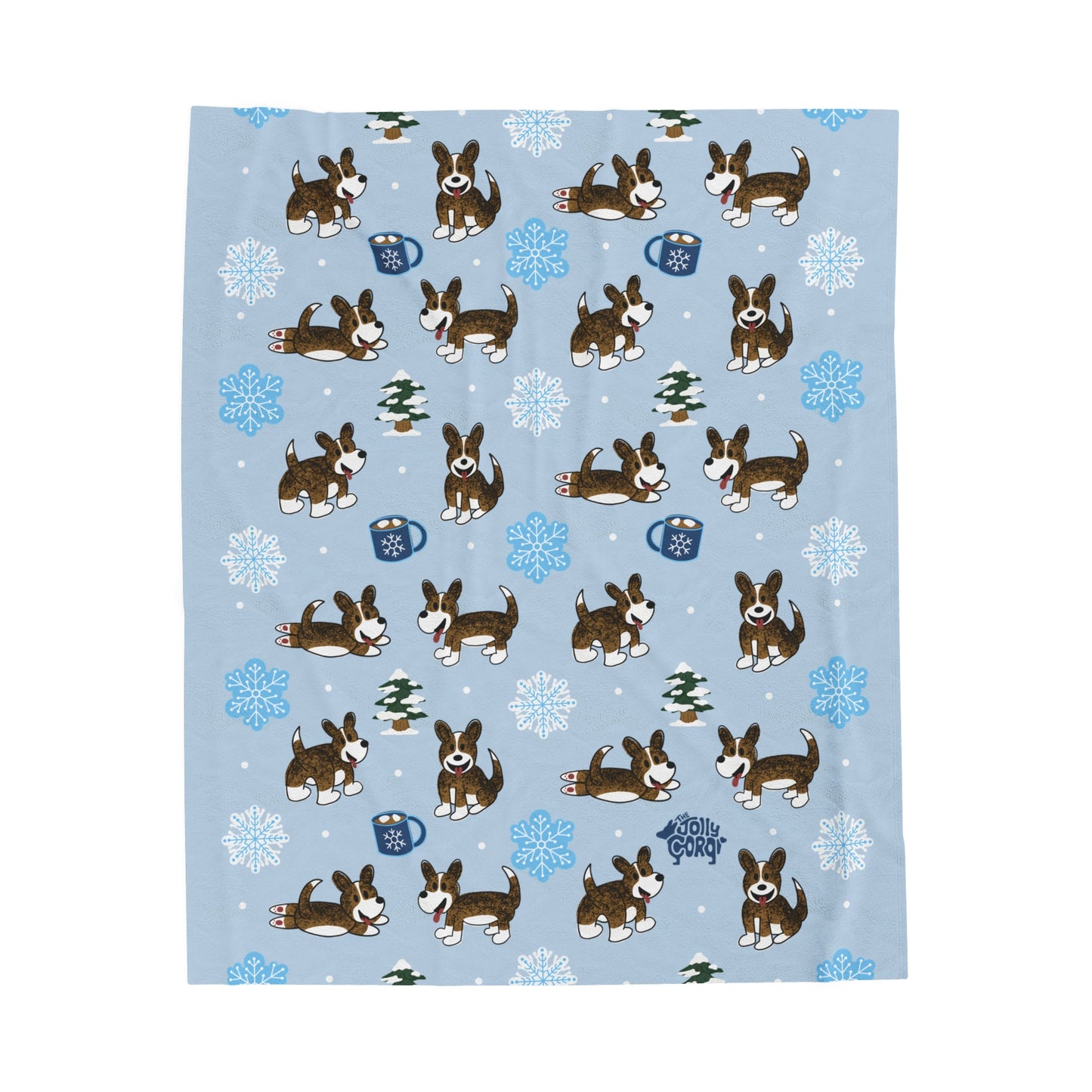 Brindle Corgi Full Tail - Winter Velveteen Blanket - The Jolly Corgi