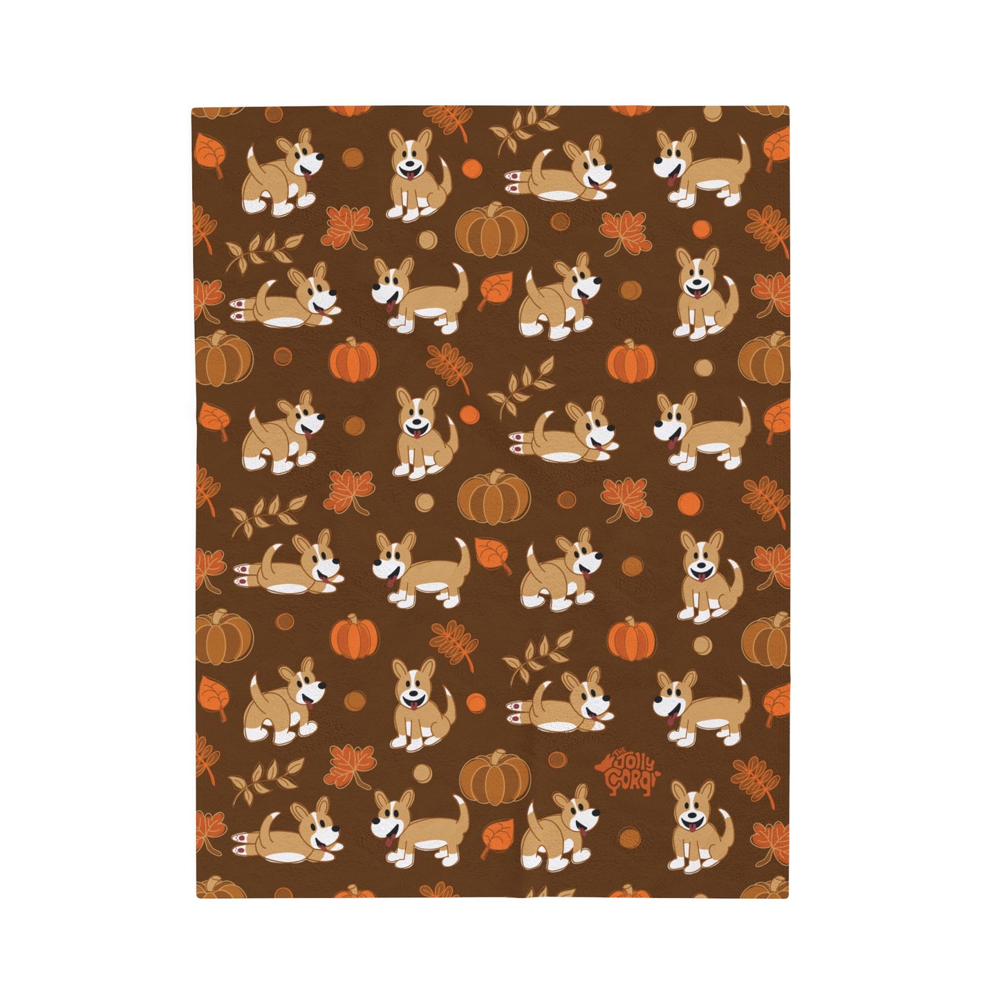 Fawn Corgi Full Tail - Brown Autumn Velveteen Blanket - The Jolly Corgi