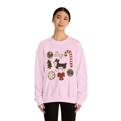 Brindle Corgi Docked - Christmas Cookie Crewneck Sweatshirt - The Jolly Corgi