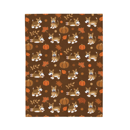 Sable Corgi Full Tail - Brown Autumn Velveteen Blanket - The Jolly Corgi