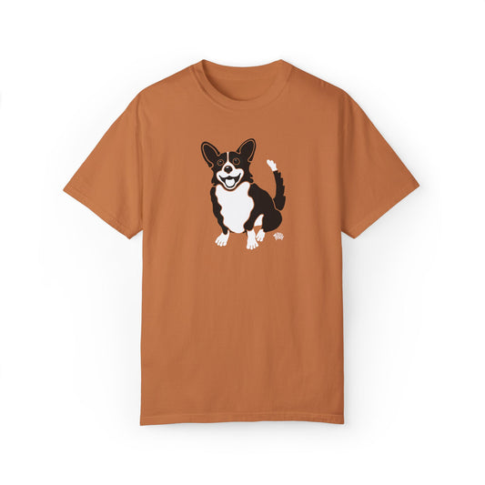 Black Corgi With Tail - Comfort Colors Shirt - The Jolly Corgi