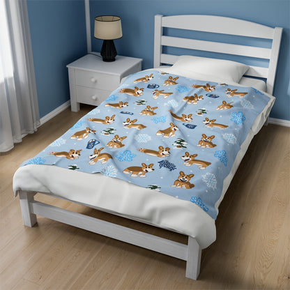 Sable Corgi Docked - Winter Velveteen Blanket - The Jolly Corgi