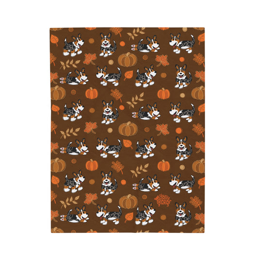 Merle Corgi Full Tail - Brown Autumn Velveteen Blanket - The Jolly Corgi