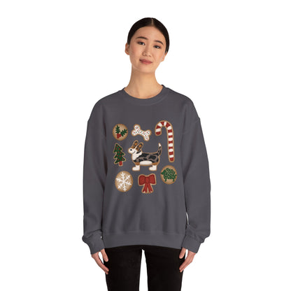 Merle Corgi Full Tail - Christmas Cookie Crewneck Sweatshirt - The Jolly Corgi