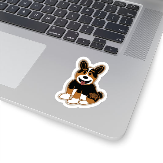 Black Headed Tri Corgi Docked Tail - Vinyl Sticker - The Jolly Corgi