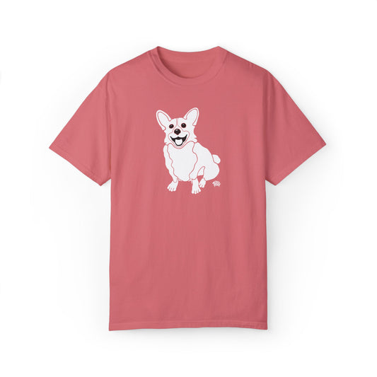 White Corgi Docked - Comfort Colors Shirt - The Jolly Corgi