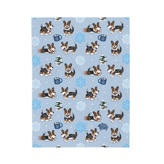 Merle Corgi Full Tail - Winter Velveteen Blanket - The Jolly Corgi