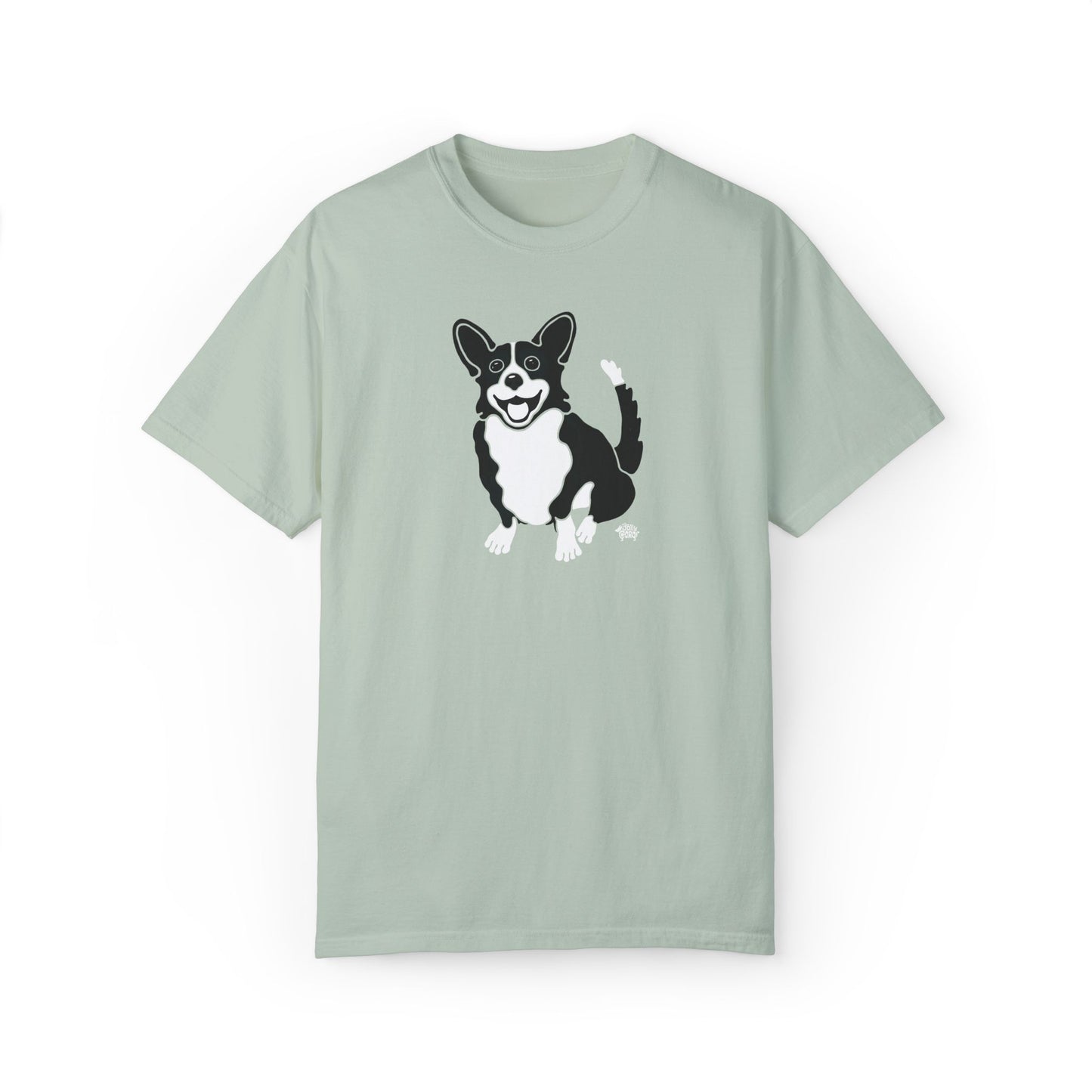 Black Corgi With Tail - Comfort Colors Shirt - The Jolly Corgi