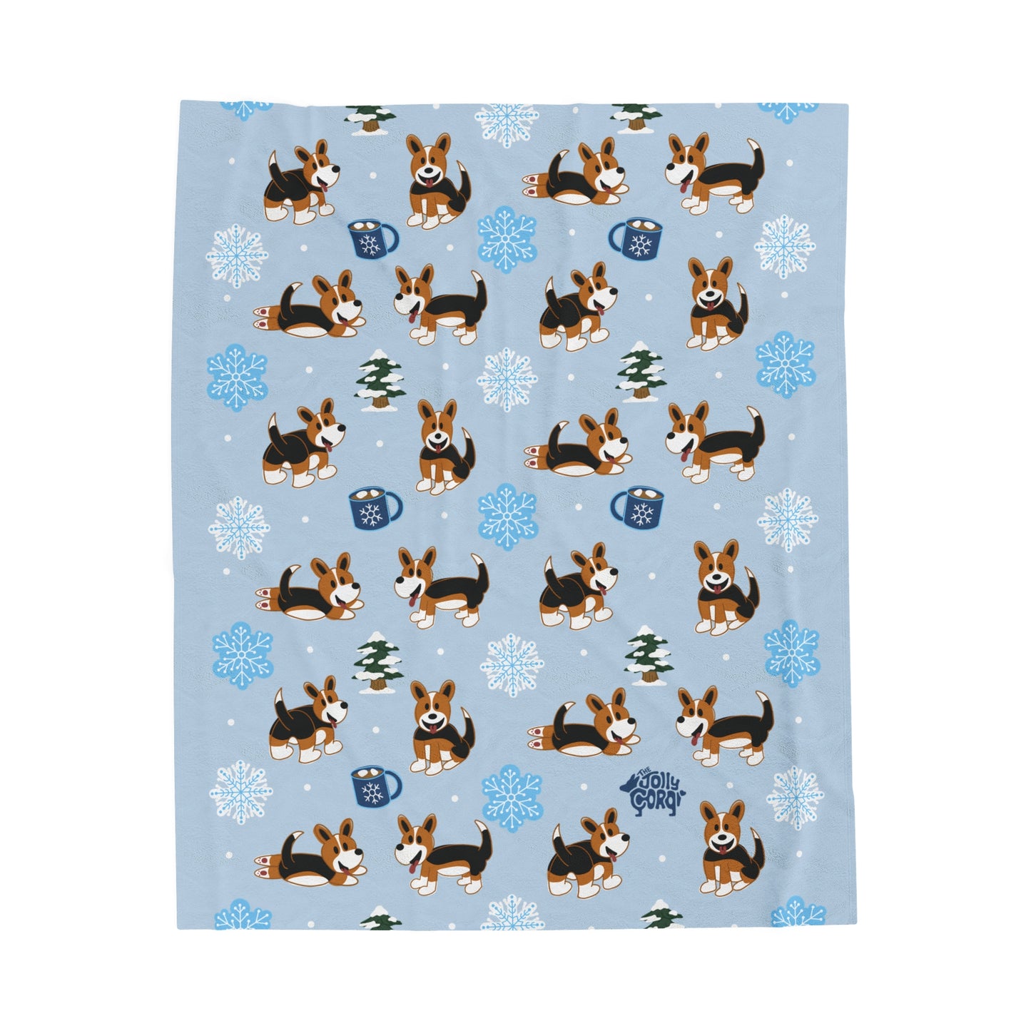 Red Headed Tri Corgi Full Tail - Winter Velveteen Blanket - The Jolly Corgi