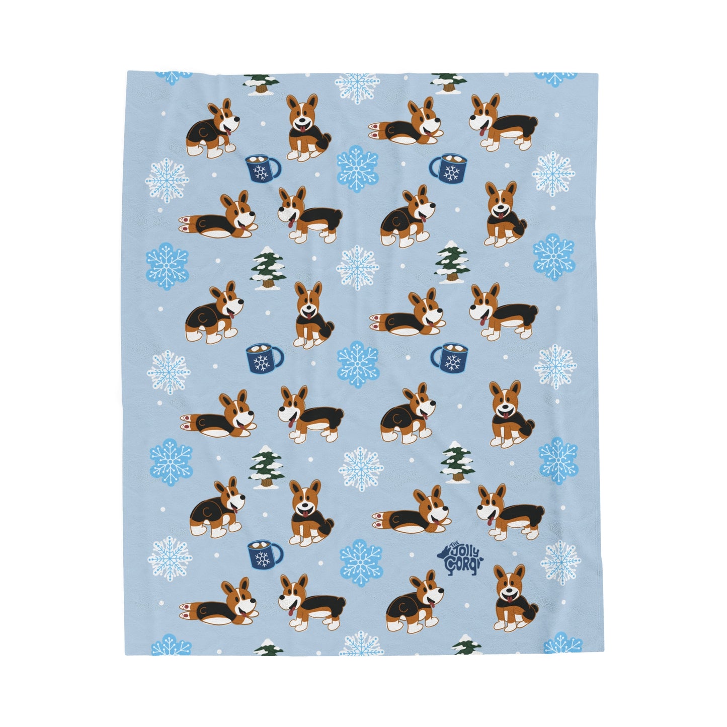 Red Headed Tri Corgi Docked - Winter Velveteen Blanket - The Jolly Corgi