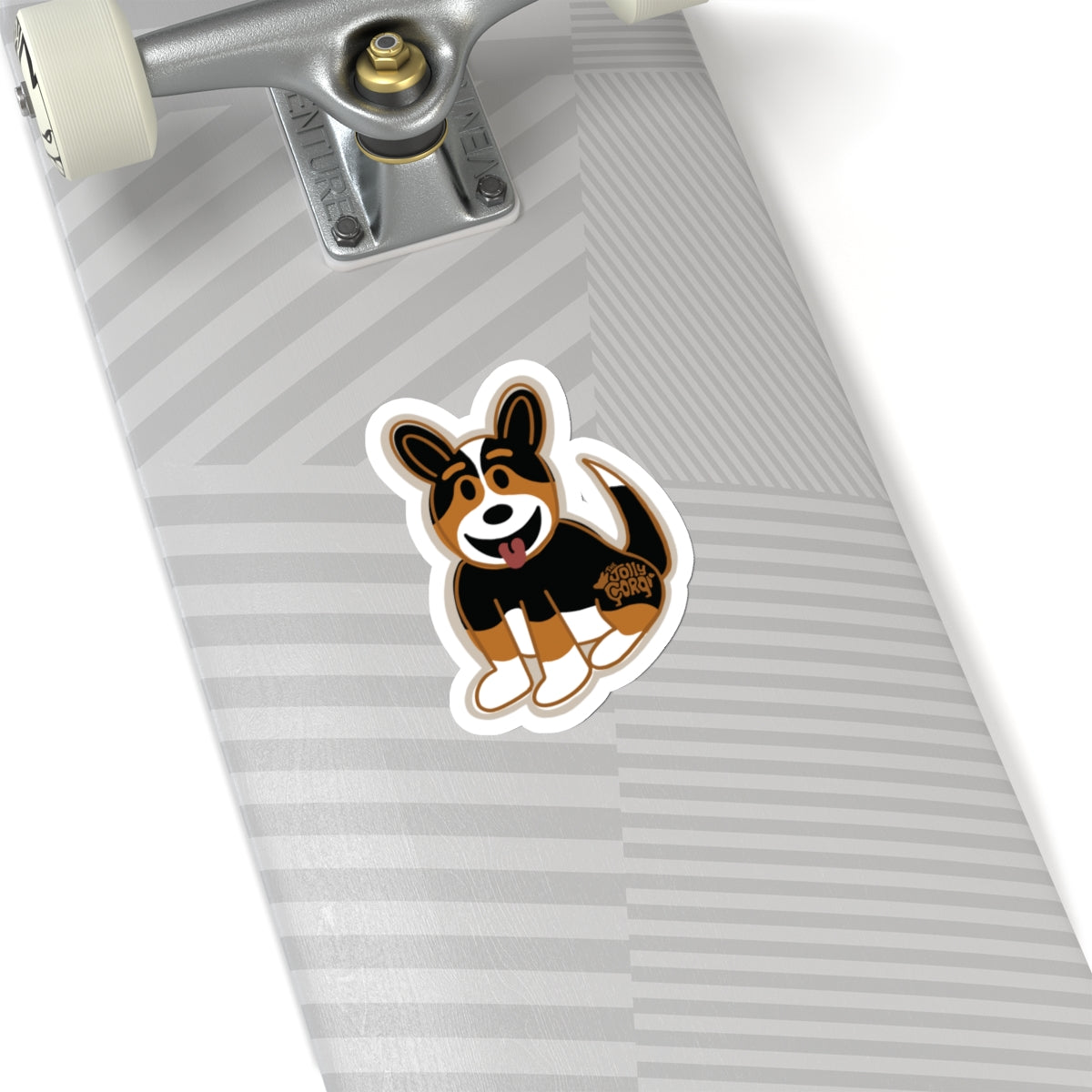 Black Headed Tri Corgi Full Tail - Vinyl Sticker - The Jolly Corgi