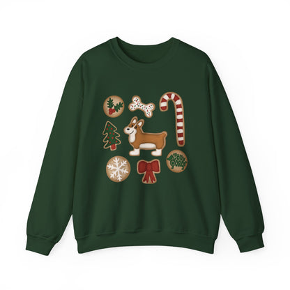 Red And White Corgi Docked - Christmas Cookie Crewneck Sweatshirt - The Jolly Corgi