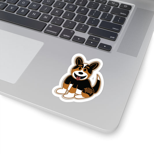 Black Headed Tri Corgi Full Tail - Vinyl Sticker - The Jolly Corgi