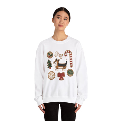 Red Headed Tri Corgi Full Tail - Christmas Cookie Crewneck Sweatshirt - The Jolly Corgi