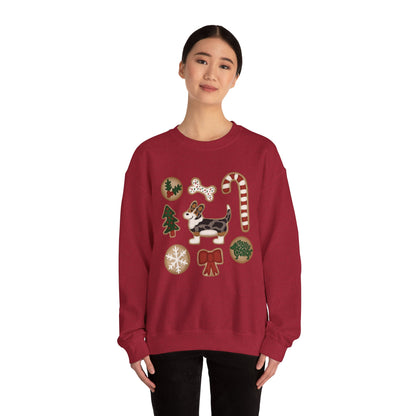 Merle Corgi Full Tail - Christmas Cookie Crewneck Sweatshirt - The Jolly Corgi