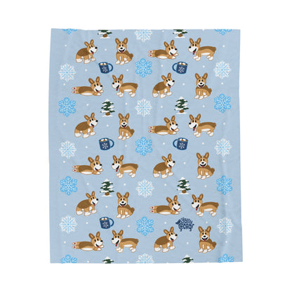 Sable Corgi Docked - Winter Velveteen Blanket - The Jolly Corgi