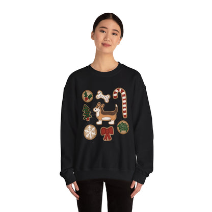 Sable Corgi Full Tail - Christmas Cookie Crewneck Sweatshirt - The Jolly Corgi